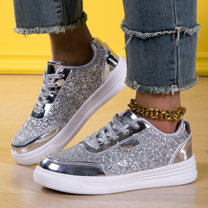 <span class=keywords><strong>Noir</strong></span> argent or rose Casual Sports Femmes Glitter Sparkling Diamond Sneakers, Tailles 36-42 - Product Image 2