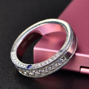 Q321 Silver <b>Diamond</b> <b>Bracelet</b> Women's Wedding Blue Sapphire Round Brilliant Cut Natural D Color White <b>Diamond</b> <b>Bangle</b> - Product Image 3