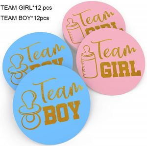 24 Azul Rosa Hot Stamping Stickers Team Boy Team Girl Género Fiesta Pegatinas Votación Pegatinas - Product Image 3