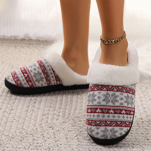 Latest Design Girls <strong>slippers</strong> Christmas Plush Slides <strong>Comfy</strong> Women's Knitted Sweater Collar Suede Knitting <strong>Slippers</strong> - Product Image 4