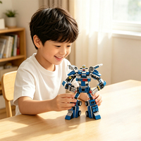 Bloques de Construcción STEM para Niños, Juguete de Bloques de Construcción de Robots Transformables en Coche de Policía y Avión, Ensamblaje DIY