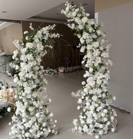 Bunga dekorasi latar belakang pernikahan, bunga lengkungan putih buatan untuk dekorasi pernikahan Hotel