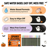 Marqueur à ongles à base d'eau, pointe ultra fine, stylo de dessin pour Halloween, outils de peinture DIY pour ongles, support OEM, personnalisation