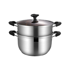 Stainless Steel Double Layer <b>Steamer</b> Pot With Lid For Steaming Buns And Soup 304 Grade Kitchen Cooking Utensil - Product Image 2