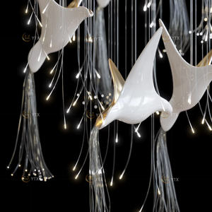 Lampadario Moderno in Ceramica a Forma di <span class=keywords><strong>Rondine</strong></span> per Lobby di Hotel e Sale da Pranzo, Lampada a Sospensione Artistica in Vetro - Product Image 2