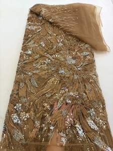 Tessuto in Pizzo di Lusso Elegante per Abiti da Sposa <span class=keywords><strong>con</strong></span> Ricami, <span class=keywords><strong>Perline</strong></span> e Paillettes, Design Floreale 3D per Abiti da Sera - Product Image 1
