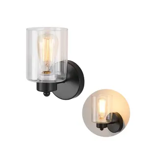 Zwart Modern Verlichtingsarmatuur E27 Minimalistische Glazen Wandlamp Slaapkamer Wanddecoratie Indoor Verlichting