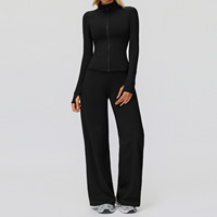Vêtements de sport pour femmes Aoyema, automne-hiver, décontractés, polyvalents, respirants, coupe-vent, ensemble de course à pied, taille élastique, séchage rapide, ensembles de fitness