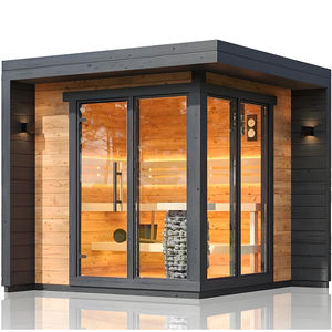 تصميم جديد 2-4 شخص الخشب المنزل رخيصة البخار ساونا والبخار الجاف ساونا في الهواء الطلق غرفة ذكية في الهواء الطلق - Product Image 2