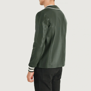 Blouson universitaire homme en cuir uni, personnalisé, avec manches en cuir, style urbain, le plus vendu – Blouson d'hiver homme en cuir, offre spéciale - Product Image 5