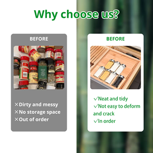 Porte-épices Accessoires de cuisine avec pots à épices Comptoir décoratif Supports et supports de rangement en bambou - Product Image 3