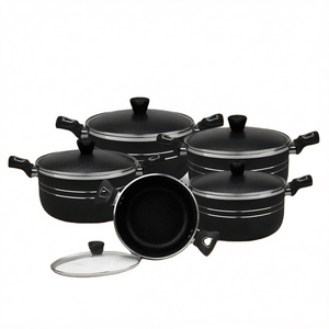 Modern 10-Piece Non-Stick Cookware Set <b>With</b> Glass <b>Lids</b> Coating For Gas And Induction Stoves - Product Image 1