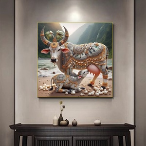 Venta al por mayor de fábrica: Cuadro de porcelana de cristal personalizado con diseño de ganado, vacas y animales, para decoración de sala de estar con LED - Product Image 5