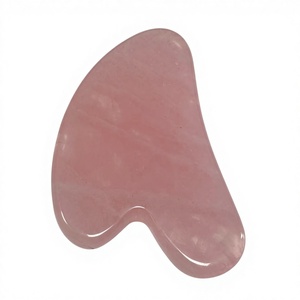 Rose Quartz Guasha Board Heart Shape Facial <b>Massage</b> Stone Natural Crystal <b>Tool</b> - Product Image 2