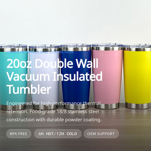 Custom Logo 20oz Double Wall Vacuum Insulated Stainless Steel Travel Mug Powder Coated Tumbler for <b>Hot</b> and Cold Drinks Wholesale - Product Image 5
