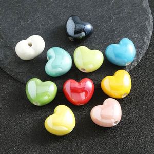 Cuentas Sueltas de Cerámica en Forma de Corazón Macaron Pulido, con Orificio Vertical, Colores Surtidos, Materiales para Hacer Pulseras y Joyería DIY - Product Image 4