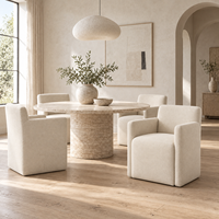Fauteuil de salle à manger moderne et minimaliste rembourré en tissu tissé beige, dossier haut, chaise d'appoint pour salle à manger, salon, salle de séjour