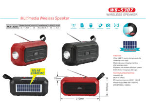 WS-5387 portátil para exteriores, altavoz con linterna, energía Solar, Radio <span class=keywords><strong>FM</strong></span>, BT - Product Image 4