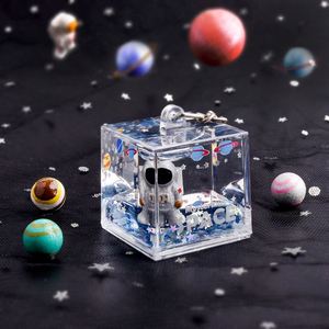 Crystal Astronaut Keychain Globe <b>Floating</b> Spaceman Star Keychain Luxury Liquid Quicksand Planet Keyring for Kid Children Gift - Product Image 3