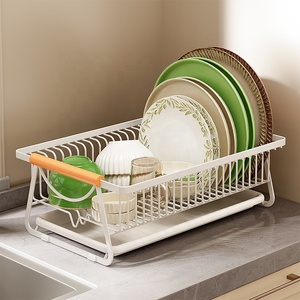 Égouttoir d'angle pour vaisselle, support de rangement gain de place pour <span class=keywords><strong>comptoir</strong></span> de cuisine, porte-assiettes et bols, organisation de rangement - Product Image 1