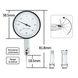 Indicateur de test à cadran de précision 0.01mm 0-0.8mm Indicateur de test à cadran 0.01mm Jauge d'indicateur à cadran - Product Image 2