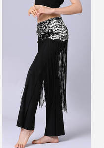 Sparkling <strong>Fish</strong> Scale Triangular Long Tassel Belly Dance Wrap Skirt <strong>Costume</strong> - Product Image 5