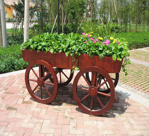 Arlau גן חיצוני ריהוט עץ פרח עציץ עגלת - Product Image 4