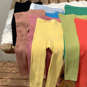 กางเกงเลกกิ้งถักนิตติ้งผ้าฝ้ายสำหรับเด็กผู้หญิง สีพื้น สำหรับฤดูใบไม้ผลิและฤดูใบไม้ร่วง กางเกงขายาวครอปสำหรับเด็กนักเรียน - Product Image 2