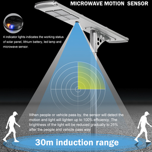 Thiết kế mới tất cả-trong-một <span class=keywords><strong>LED</strong></span> năng lượng mặt trời ánh sáng đường phố IP65 Chiếu Sáng Ngoài Trời 30 Wát 120 Wát SMD panel năng lượng mặt trời nhôm cho khu vườn đường CCC RoHS - Product Image 3