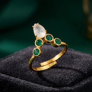 Gold plated diamond <b>ring</b> Gold <b>Ring</b> with a Stunning with white and green colours gemstone classic design - Product Image 2
