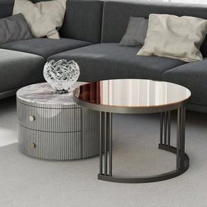 Mesa de Centro de Vidrio con Placa de Roca, Grande, Combinable, para Sala de Estar, Estilo Moderno Minimalista, para Apartamentos Pequeños, Telescópica, Alta y Baja - Product Image 5