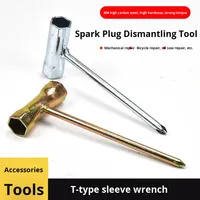 Clé à douille en T 45 #   Outil de dépose de bougies d'allumage en acier pour tronçonneuse et moto, compatible avec les embouts Phillips et plats pour soudure