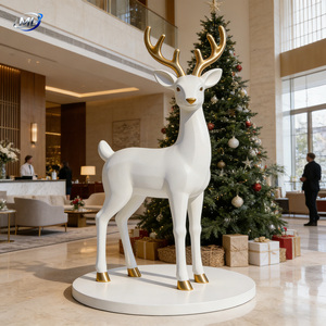 Figurine de cerf Sika en fibre de verre sur pied, sculpture animale artistique découpée pour Noël, table basse, OEM disponible - Product Image 6