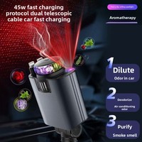 Câble rétractable de charge rapide Type-C PD 5-en-1, diffuseur d'aromathérapie pour voiture, diffuseur d'air ciel étoilé, chargeur de téléphone
