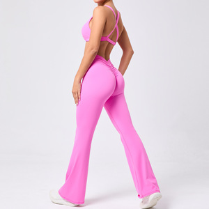Abbigliamento da Yoga attillato completo completo da donna <span class=keywords><strong>blu</strong></span> abbigliamento <span class=keywords><strong>sportivo</strong></span> <span class=keywords><strong>reggiseno</strong></span> <span class=keywords><strong>sportivo</strong></span> e Leggings Flare Set - Product Image 1