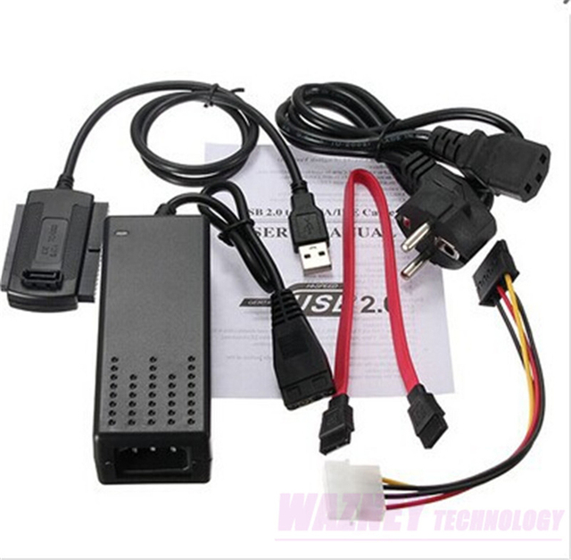 New US EU Standard Hard Drive Power Supply Adapter USB 2.0 to SATA IDE Cable Be Used to Connect Hard Disks/CD-ROM