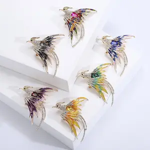 Stylish personality customized enamel animal phoenix brooch jewelry high quality crystal pin for women clothes accessories