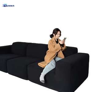 Sofá Modular Minimalista de Pana Negra de 3 Piezas, Ecológico, para Uso Escolar, de Alta Resiliencia y Compresión - Product Image 1