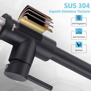 ก๊อกน้ำห้องครัว Apbaso สีดำด้าน แบบก้านเดี่ยว หัวฉีดแบบดึงลง ดีไซน์ทันสมัย สำหรับอ่างล้างจาน - Product Image 6