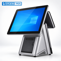 AIO 15.6 "moniteurs I5 Windows 10 système de point de vente 8GB 256GB caisse enregistreuse POS moniteur à écran tactile avec imprimante thermique pour kiosque
