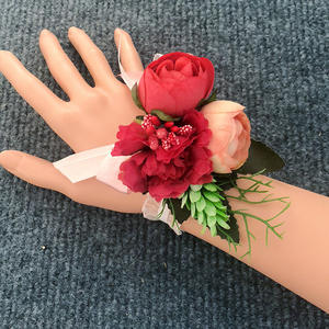 ชุดช่อดอกไม้และดอกไม้ที่ทำด้วยมือดอกโบตั๋นประดิษฐ์กุหลาบข้อมือช่อดอกไม้กำไลข้อมือและเจ้าบ่าวสำหรับผู้ชายงานพรอมงานแต่งงาน - Product Image 5
