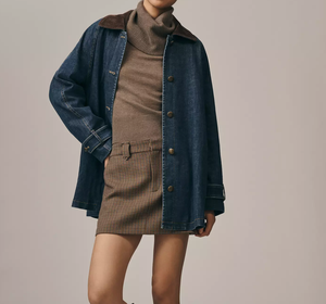 Giacca in Denim autunno nuova arrivo giacca in Denim da <span class=keywords><strong>donna</strong></span> con etichetta personalizzata giacca da ragazzo con lavaggio acido in cotone Vintage misto Denim cappotto - Product Image 1