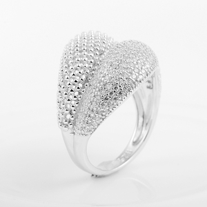 Anillos de Boda de Plata de Ley 925 con Circonitas Redondas y Baño de Rodio para Mujer, con Engaste Pavé, Venta al por Mayor de Fábrica, para Fiestas y Aniversarios - Product Image 2