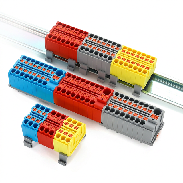 Ashan Guide Rail Installation Terminals Blocks LT-TB1X2D Brass Contact 32A 450V Direct-insertion Wire Connector