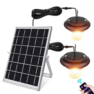 Luz de techo LED alimentada por energía Solar, colgante de doble cabeza, SMD, cobertizo, linterna IP 65, impermeable, luces solares de jardín al aire libre