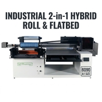 Imprimante UV DTF 6090 2-en-1 hybride à plat avec système de rouleau pour l'impression d'autocollants 3D en relief et de matériaux rigides