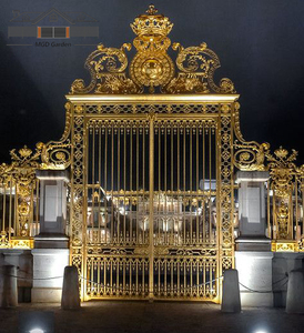 Thiết kế cổng Hoàng Gia Châu Âu cổng lâu đài cổng thông minh lâu đài kim loại vàng - Product Image 4