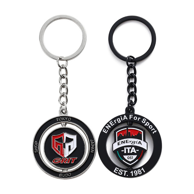 Custom Own Club Sport Spinning Keychain Metal Double Sided Logo Football Club Keychain Soft Enamel Keychain As Club Gift