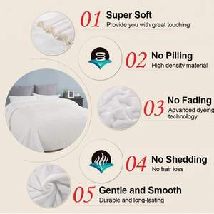 Couverture en flanelle polaire blanche tricotée unie personnalisée de haute qualité, douce et confortable, <span class=keywords><strong>avec</strong></span> motif imprimé pour toutes les saisons - Product Image 5