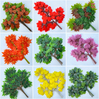 Décoration murale en soie artificielle : Feuillage artificiel de feuilles de banian et de feuilles d'érable rouge ; Idéal pour projets d'aménagement paysager et de restaurants